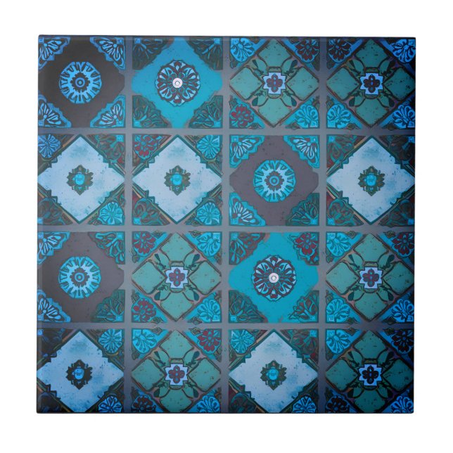 Azulejos cerámicos de la floración mediterránea az (Frente)