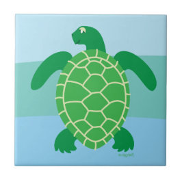Azulejos cerámicos de la tortuga verde azul