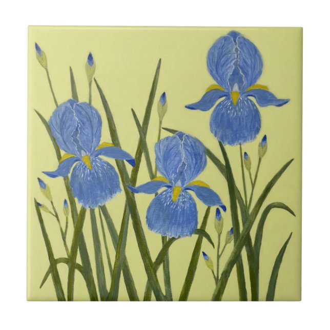 Azulejos Cerámicos de Lirios Azules (Frente)