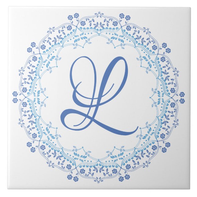 Azulejos cerámicos de Mandala azul (Frente)