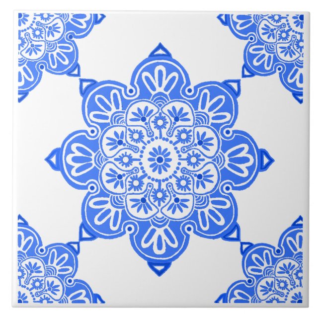 Azulejos cerámicos de Medallón Azul (Frente)