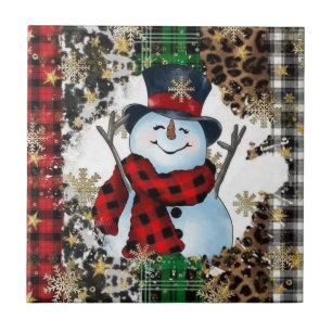 Azulejos Cerámicos de Muñeco de Nieve 3D Alegres
