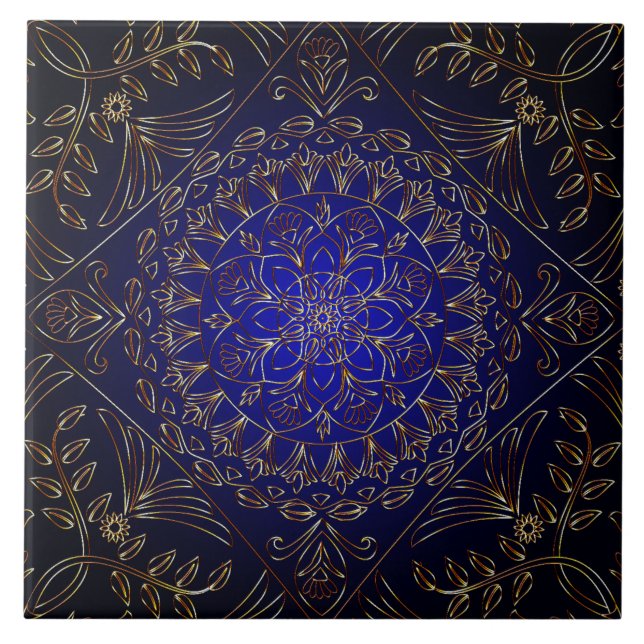 Azulejos cerámicos decorativos de oro azul (Frente)