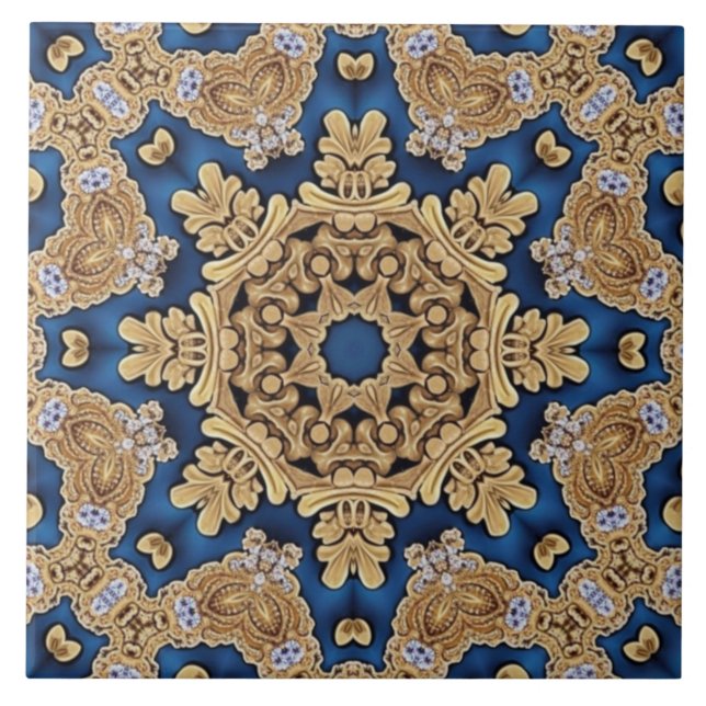 Azulejos cerámicos decorativos de oro azul (Frente)