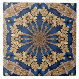 Azulejos cerámicos decorativos de oro azul