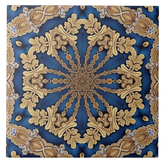 Azulejos cerámicos decorativos de oro azul (Frente)