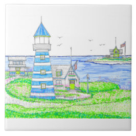 Azulejos cerámicos del faro azul