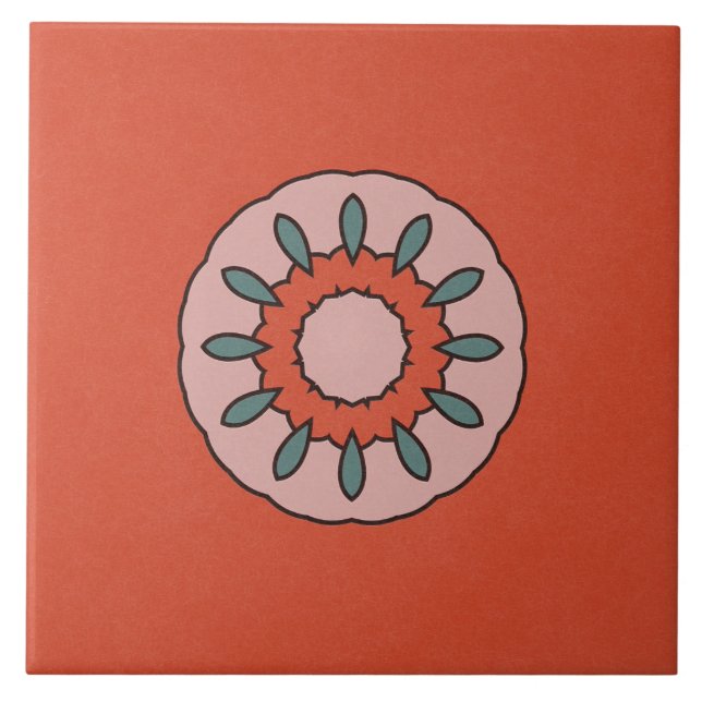 Azulejos cerámicos - Flor azul y rosa caleidoscopi (Frente)