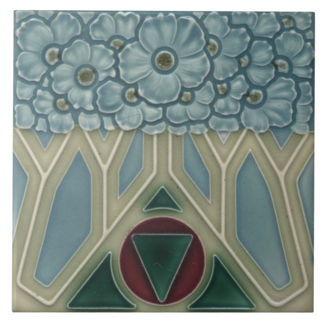 Azulejos cerámicos - Floral Art Nouveau de aspecto (Frente)