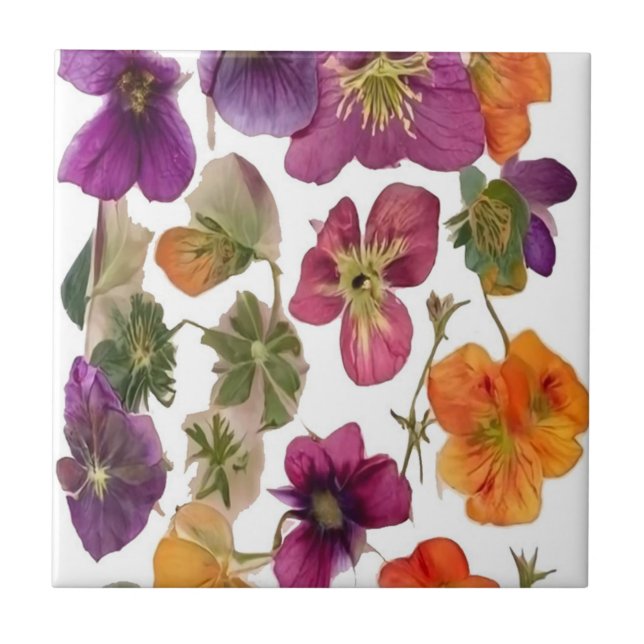 Azulejos cerámicos - Flores a presión de Bonito (Frente)