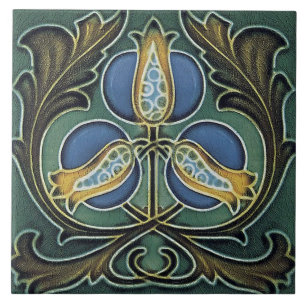 Azulejos cerámicos - Flores Art Nouveau Amarillo a