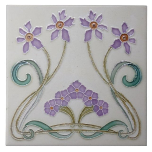 Azulejos cerámicos - Flores Lilac Art Nouveau (Frente)