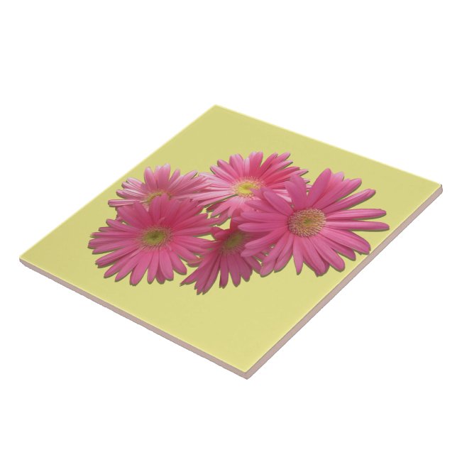 Azulejos cerámicos - Gerbera daisies rosa oscuro (Lado)