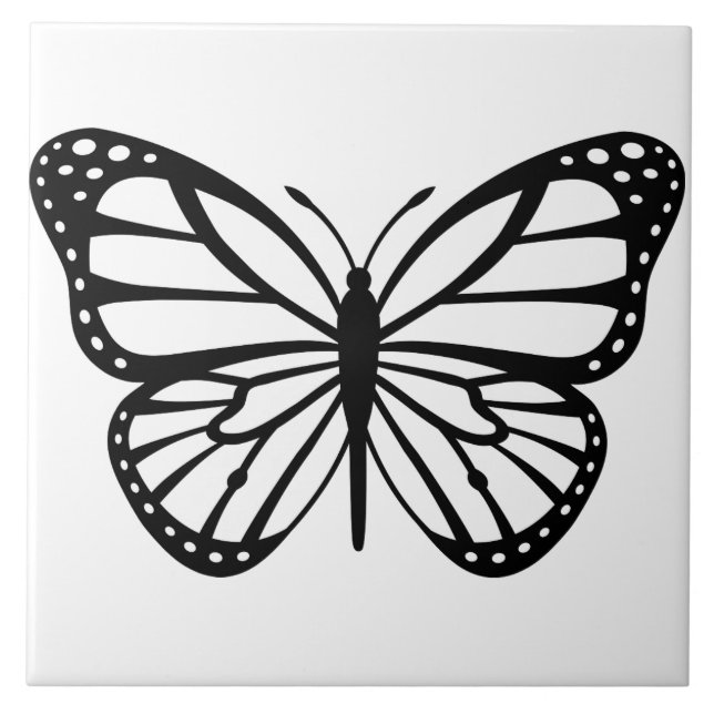 Azulejos cerámicos - Mariposa negra y blanca (Frente)