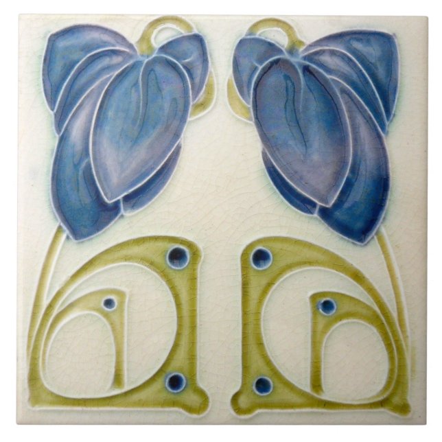 Azulejos cerámicos - mosaico floral de estilo Art  (Frente)