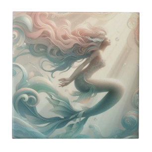 Azulejos Cerámicos Pastel Sirena Efecto 3D Art Nou