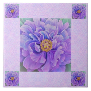 Azulejos cerámicos / Trivet - Lavender Peonie