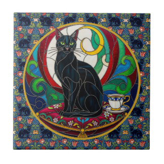 Azulejos de arte de gato negro victoriano, gatos v