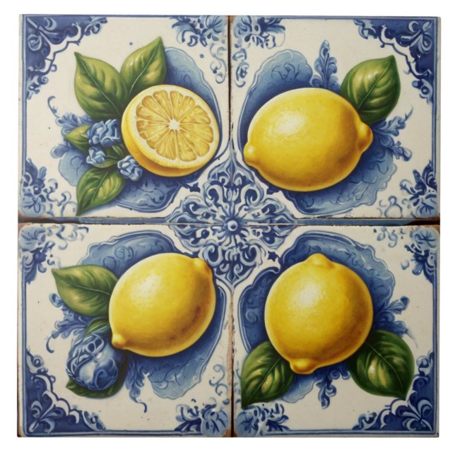 Azulejos de Azulejos Lemons Azul vintage (Frente)