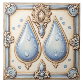 Azulejos de baño azul claro y crema de agua