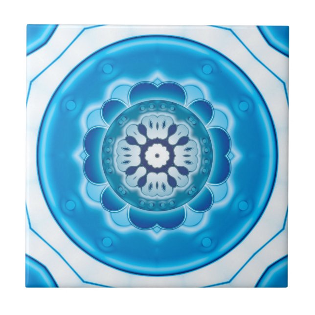 Azulejos de baño geométrico azul turquesa (Frente)