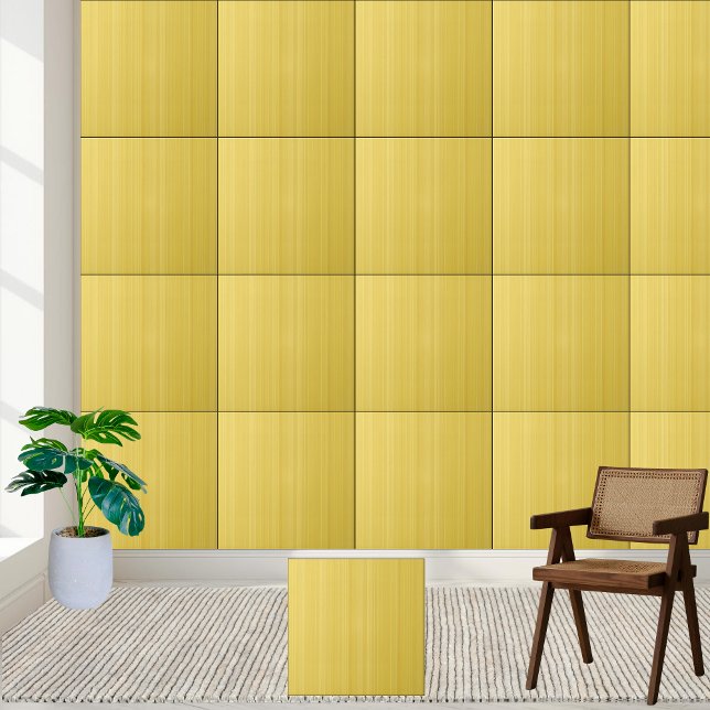 Azulejos de cerámica amarillo a rayas Sunshine (Sunshine Yellow Striped Ceramic Tile)