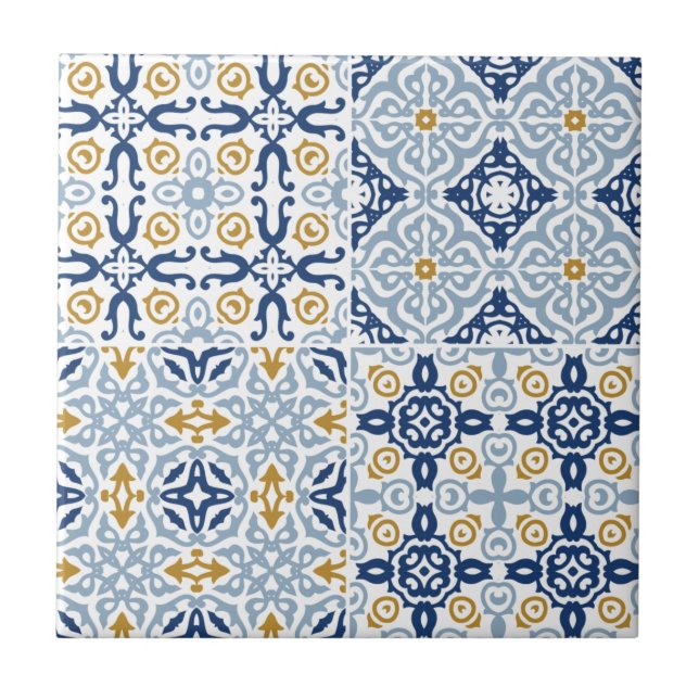 Azulejos de cerámica azul Amalfi Tile (Frente)