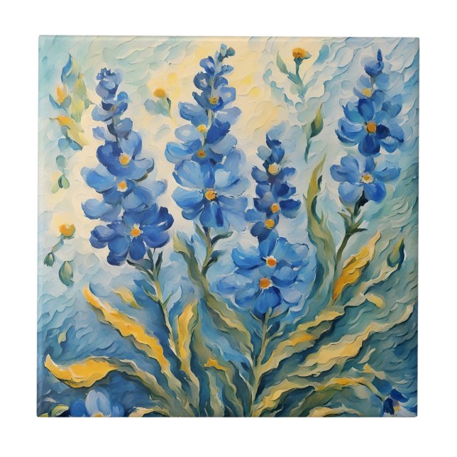 Azulejos de cerámica azul floral (Frente)