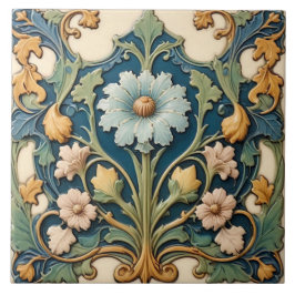 Azulejos de cerámica azul floral