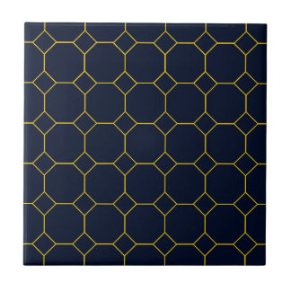 Azulejos de cerámica azul marino y amarillo octago