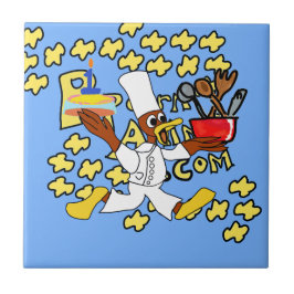 Azulejos de cerámica azul Popcorn Anime Chef Ducky