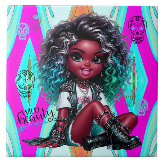 Azulejos de cerámica de belleza silvestre Afropunk (Frente)