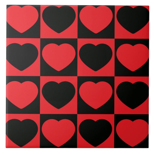 azulejos de cerámica de corazones negros y rojos (Frente)