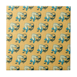 Azulejos de cerámica de gato atómico de mediados d