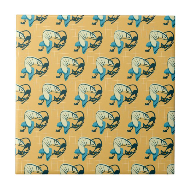 Azulejos de cerámica de gato atómico de mediados d (Frente)