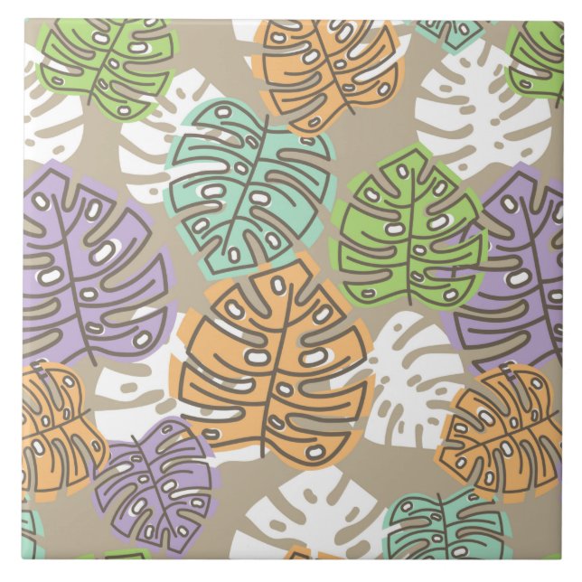 azulejos de cerámica de hojas pastel (Frente)