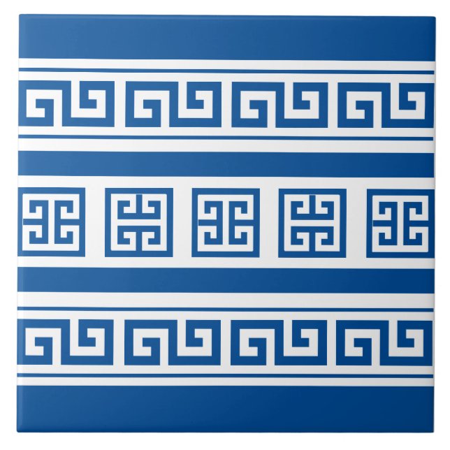Azulejos de cerámica de la llave griega azul (Frente)