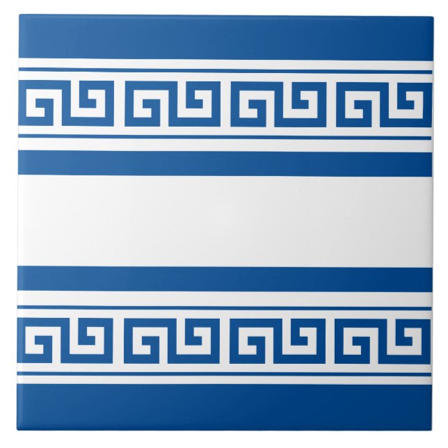 Azulejos de cerámica de la llave griega azul (Frente)
