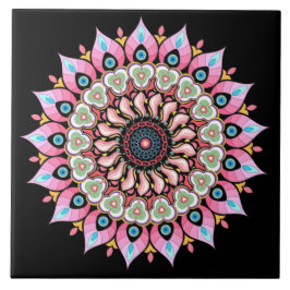 Azulejos De Cerámica De Mandala Rosa, Verde Y Azul