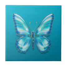 Azulejos de cerámica de mariposa turquesa