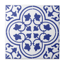 Azulejos de cerámica de patrón azul y blanco