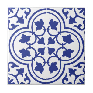 Azulejos de cerámica de patrón azul y blanco