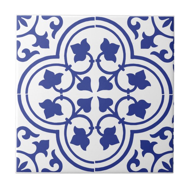 Azulejos de cerámica de patrón azul y blanco (Frente)