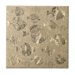 Azulejos de cerámica de peces de oro