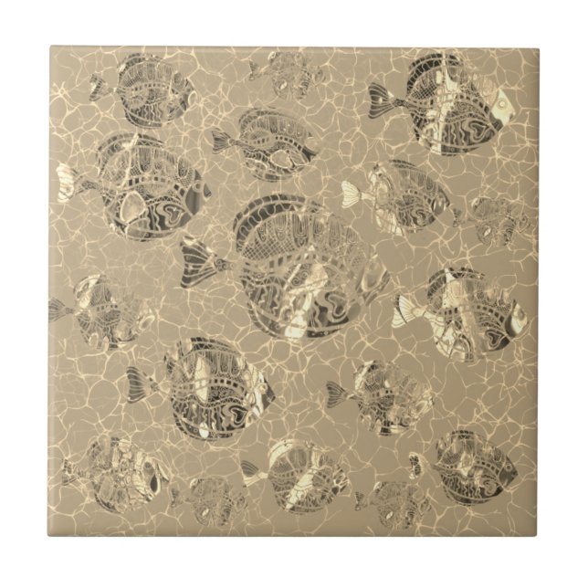 Azulejos de cerámica de peces de oro (Frente)