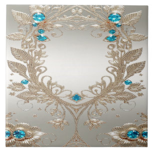 Azulejos de cerámica de piedras azules y doradas
