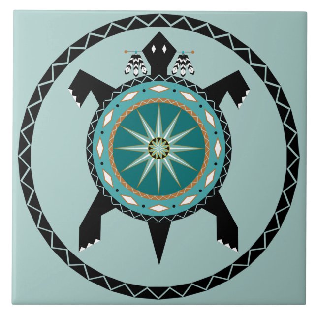 Azulejos de cerámica de tortuga nativa (Frente)