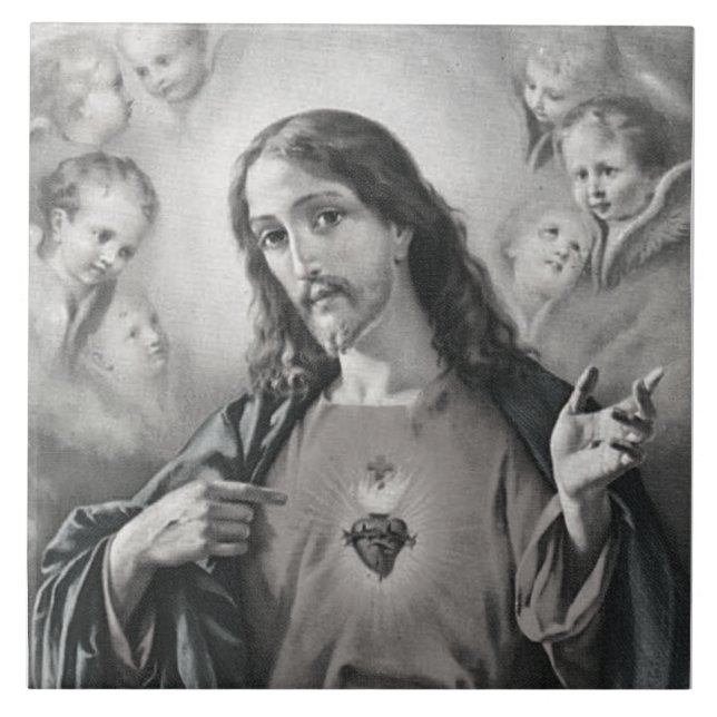 Azulejos de cerámica del corazón sagrado (Frente)