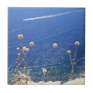 Azulejos de cerámica del mar azul griego