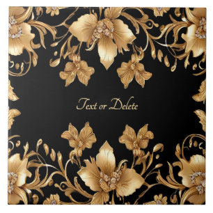 Azulejos de cerámica floral dorada